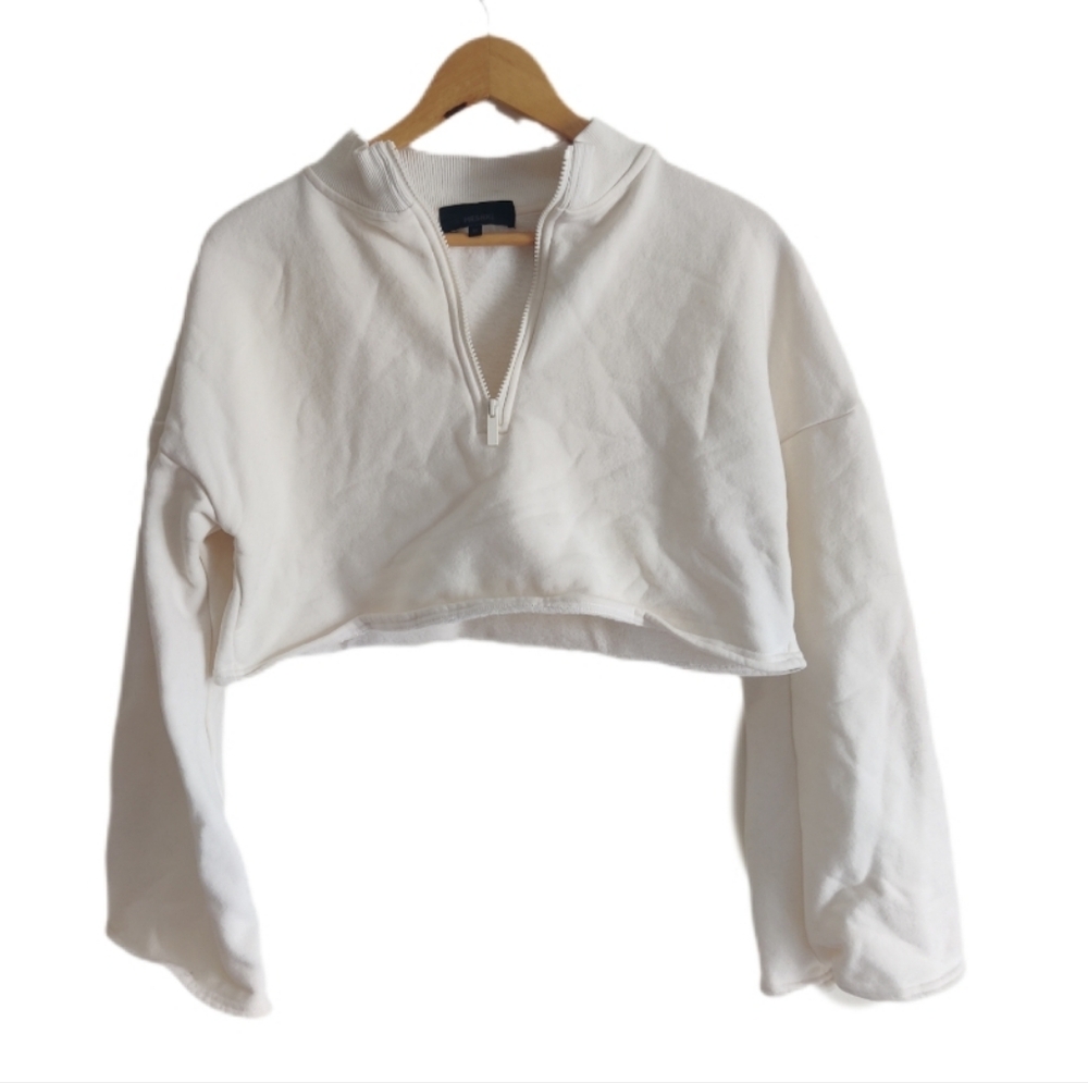 Meshki Cropped 1/4 Neck Fleece Wide Sleeves